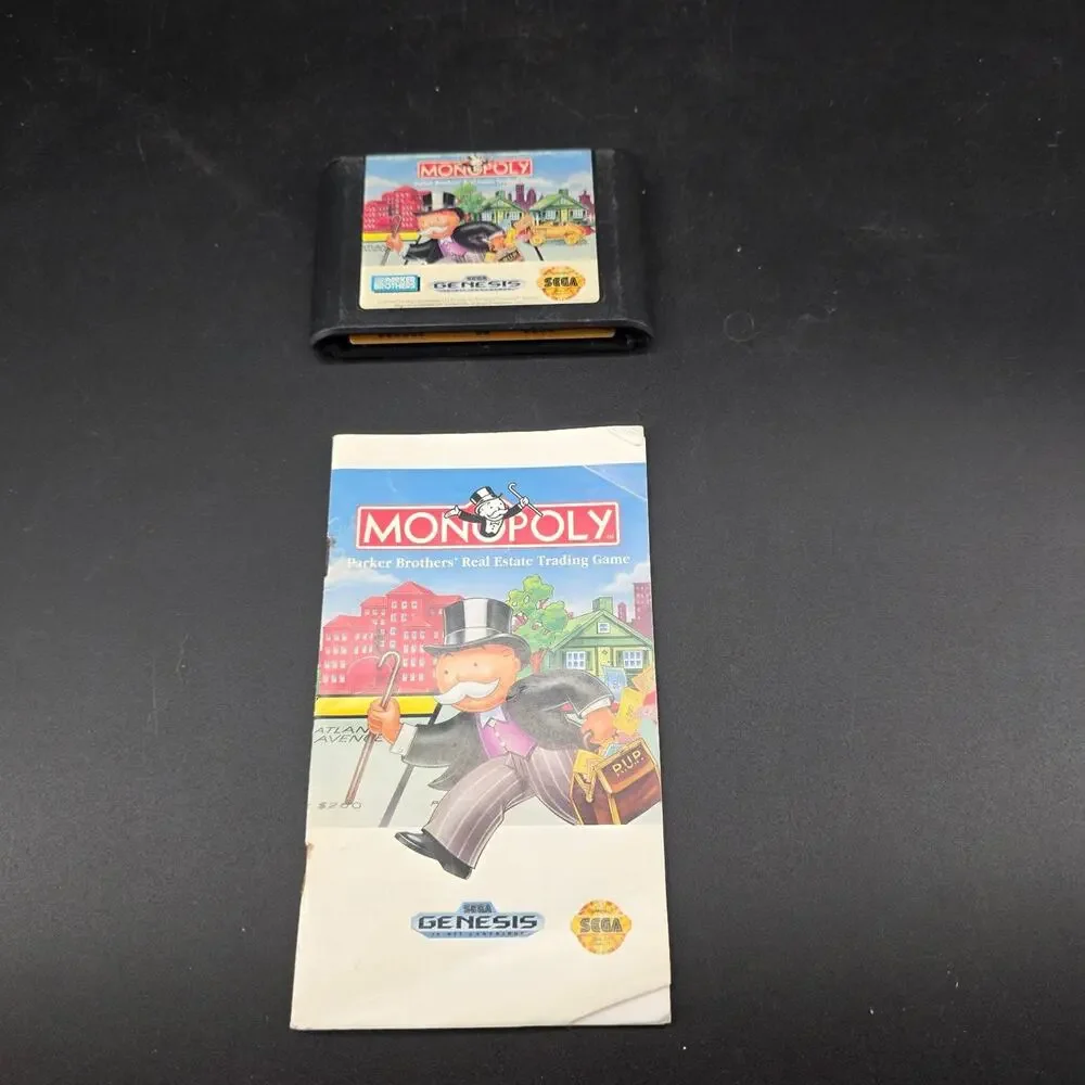 Monopoly Sega Genesis Video Game Cartridge & Manual Real Estate